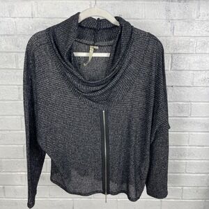Comfy USA Cowl Neck Zip Front Knit Top Womens M Artsy Lagenlook Minimalist